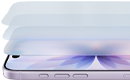 iPhone 17, Vorderansicht, Seitenansicht, aufgefächerte Ansicht der Ceramic Shield Schichten