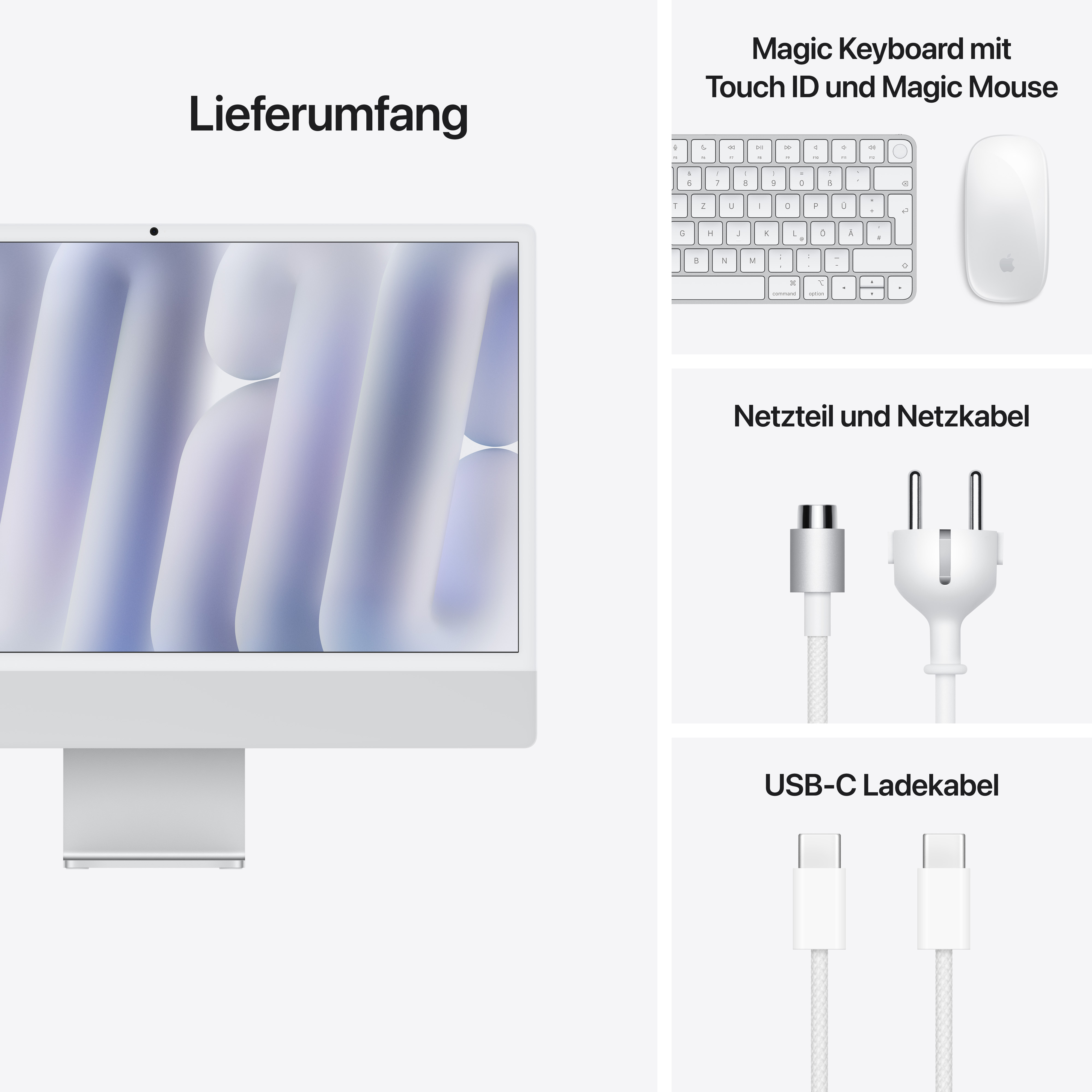 Imac m4 pro chip 4 port 24 in silber ansicht 9