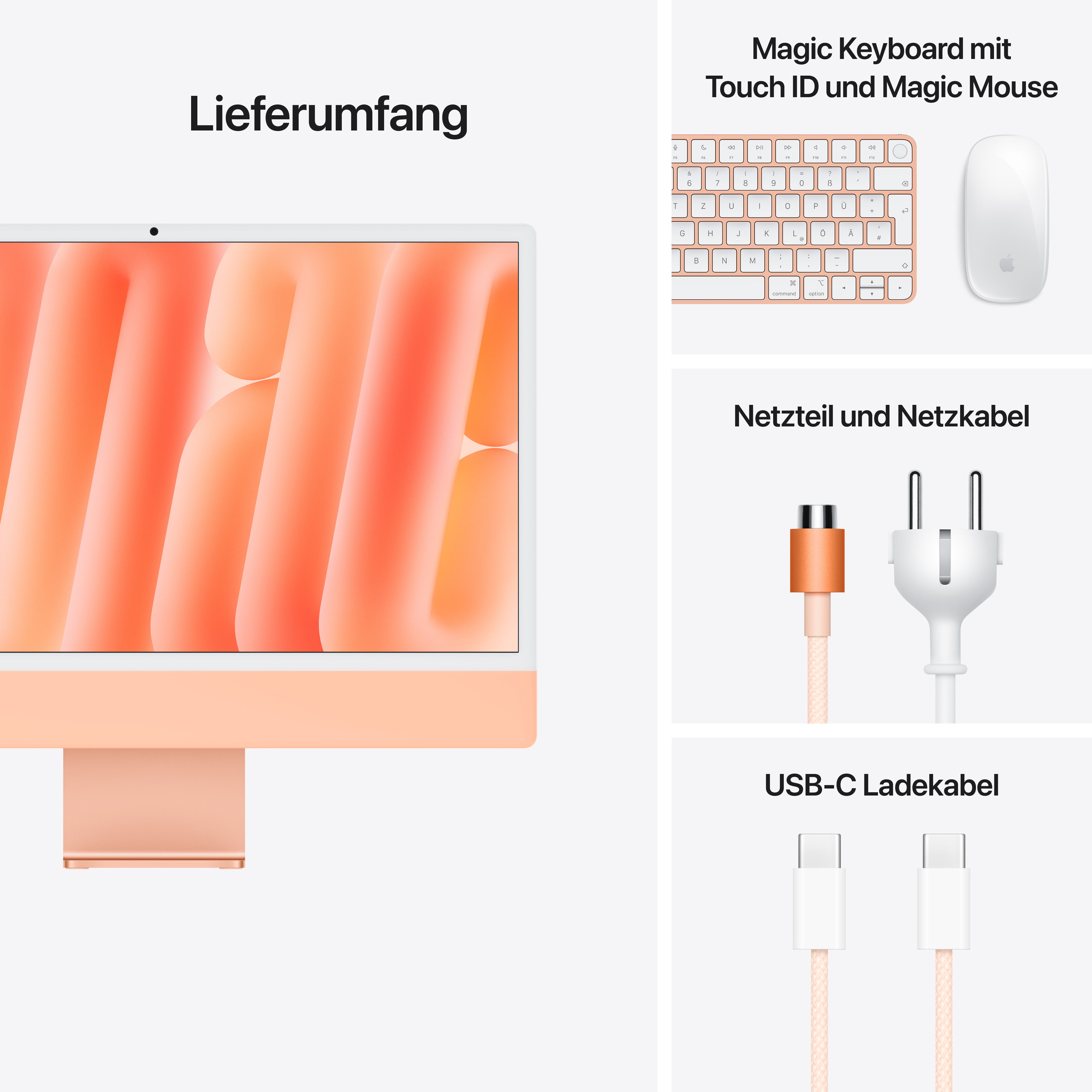 Imac m4 pro chip 4 port 24 in orange ansicht 9