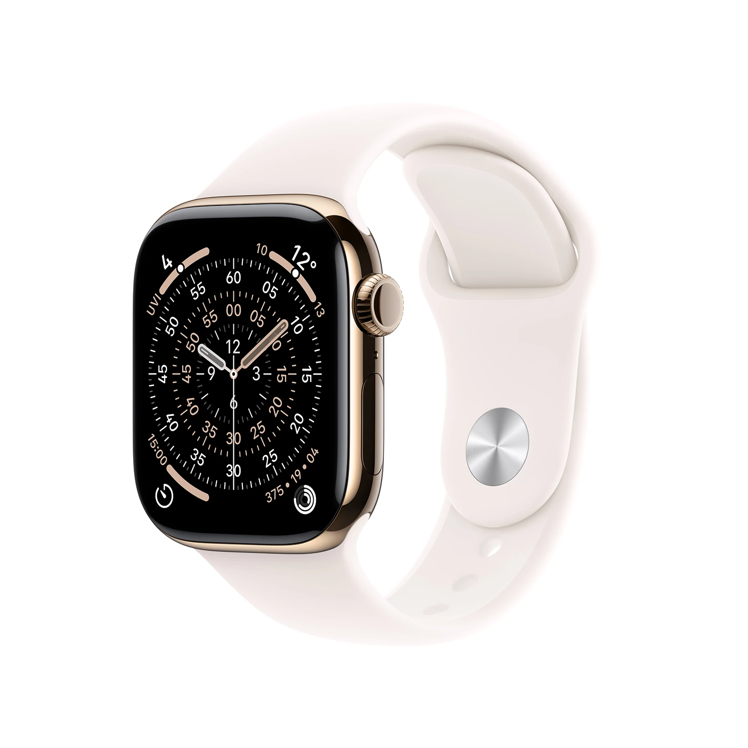 Apple Watch Series 11 GPS + Cellular 42mm Gold Titanium Case mit Blassrosa Sport Band - S/M