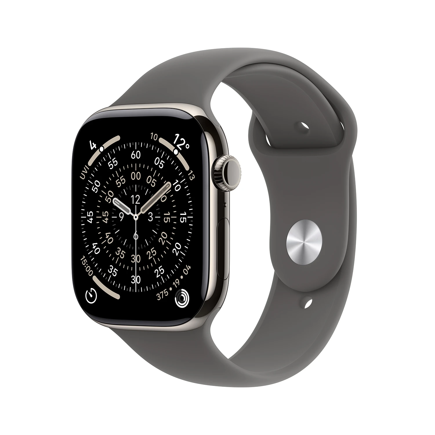 Apple Watch Series 11 GPS + Cellular 42mm Natur Titanium Case mit Steingrau Sport Band - S/M